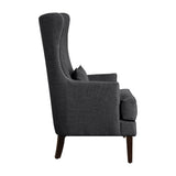 Avina Charcoal Traditional Solid Wood And Plywood Textured Fabric Accent Chair - Ella Furniture