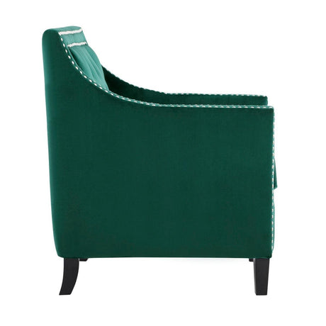 Grazioso Forest Green Solid Wood And Plywood Velvet Fabric Upholstery=ed Tufted Accent Chair - Ella Furniture