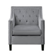 Grazioso Dark Gray Solid Wood And Plywood Velvet Fabric Upholstered Tufted Accent Chair - Ella Furniture