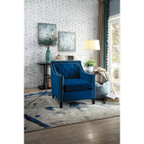 Grazioso Navy Solid Wood And Plywood Velvet Fabric Upholstered Tufted Accent Chair - Ella Furniture