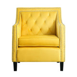 Grazioso Yellow Solid Wood And Plywood Velvet Fabric Upholstered Tufted Accent Chair - Ella Furniture