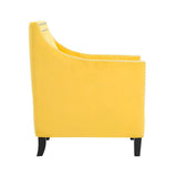 Grazioso Yellow Solid Wood And Plywood Velvet Fabric Upholstered Tufted Accent Chair - Ella Furniture