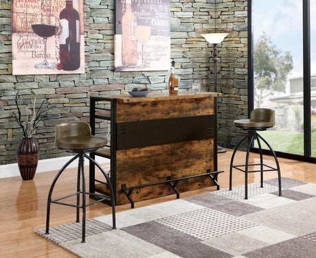 Renaldi Bar Unit With Stemware Rack Antique Nutmeg - Ella Furniture