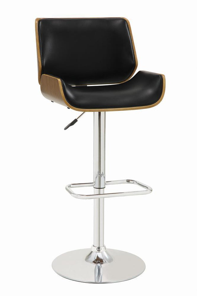 Folsom Upholstered Adjustable Bar Stool Black And Chrome - Ella Furniture