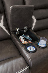 Kincord Midnight Faux Leather 3-Piece Power Reclining Sectional - Ella Furniture