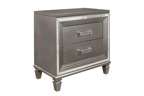 Tamsin Silver Gray Solid Wood Faux Leather Upholstered LED Storage Platform Bedroom Set - Ella Furniture
