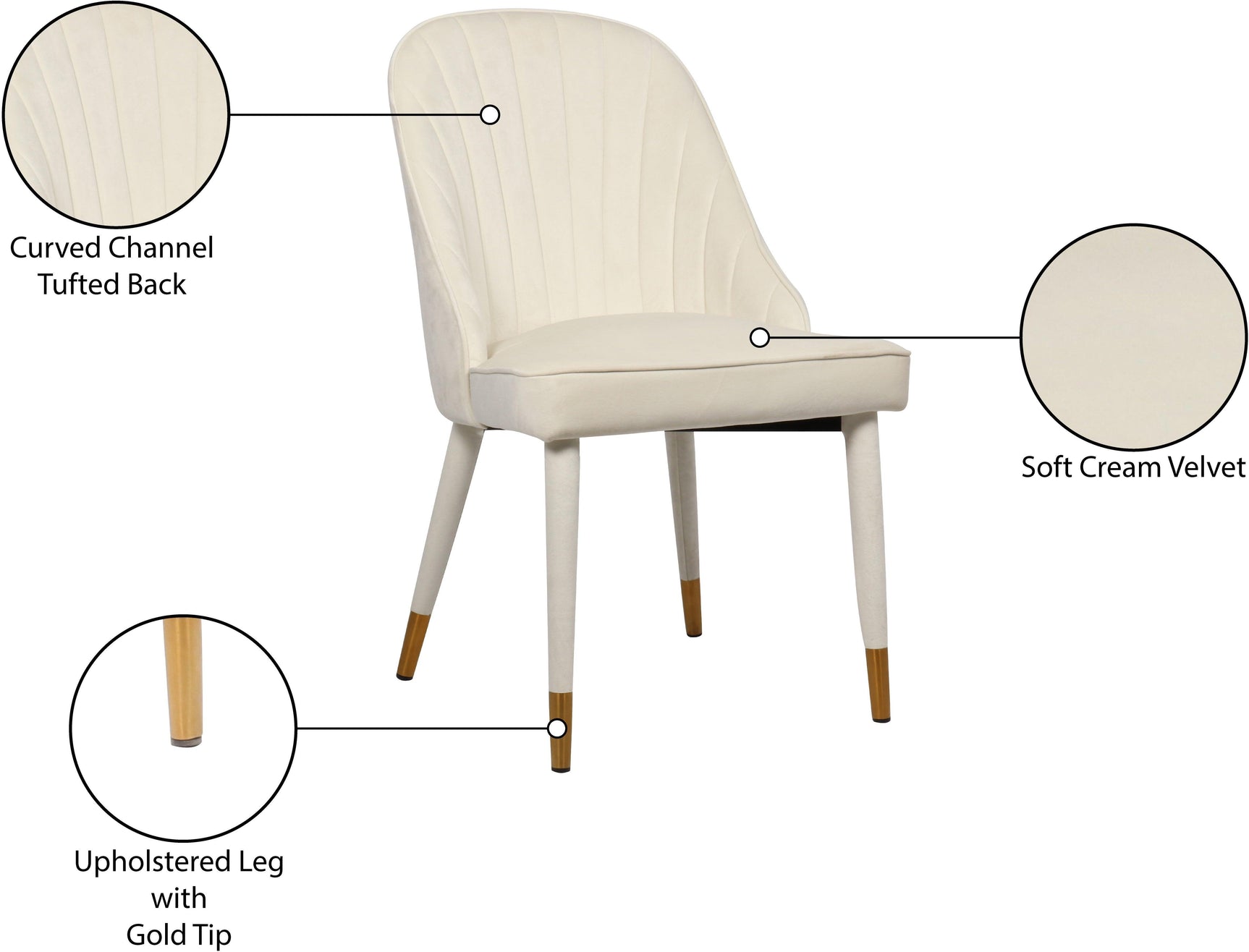 Belle Cream Velvet Dining Chair - Ella Furniture