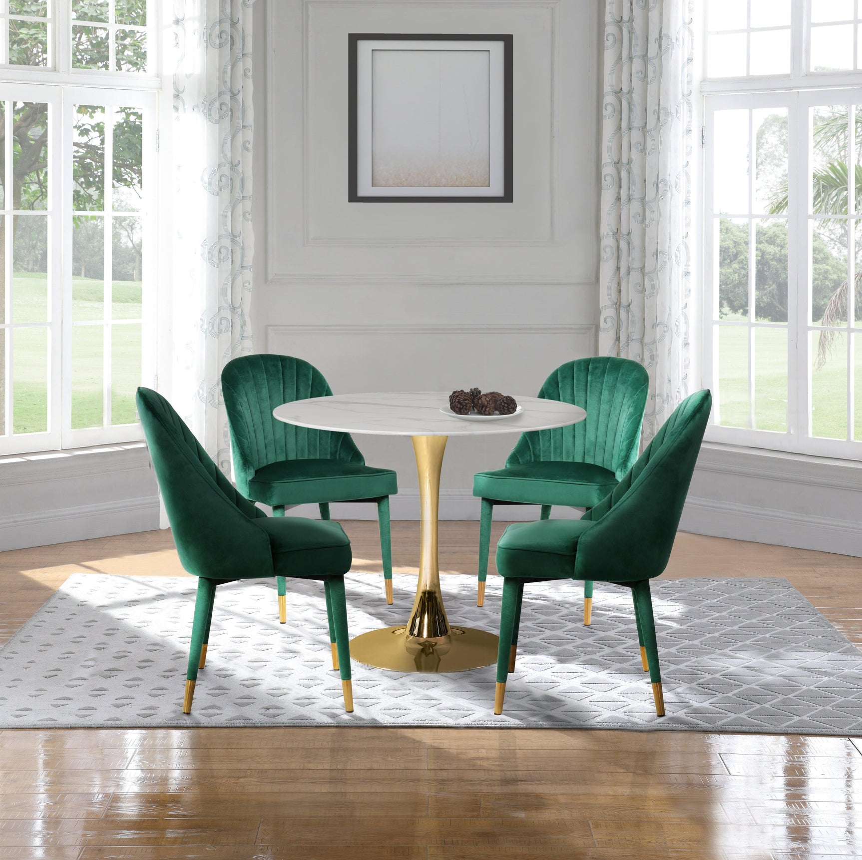 Belle Green Velvet Dining Chair - Ella Furniture