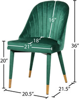 Belle Green Velvet Dining Chair - Ella Furniture