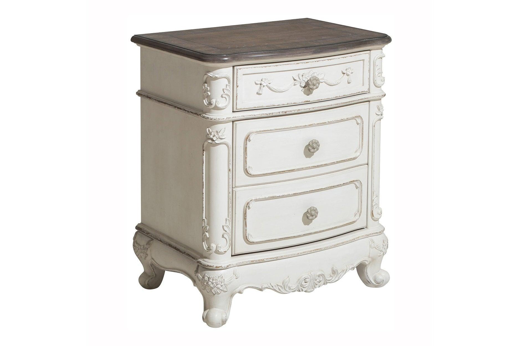 Cinderella Antique White Modern Traditional Solid Wood Youth Panel Bedroom Set - Ella Furniture