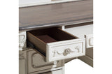 Cinderella Gray Modern Traditional Solid Wood Floral Motif Writing Desk With Hutch - Ella Furniture