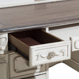 Cinderella Antique White With Gray Rub-through And Oak Engineered Wood Writing Desk - Ella Furniture