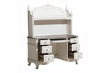 Cinderella Gray Modern Traditional Solid Wood Floral Motif Writing Desk With Hutch - Ella Furniture