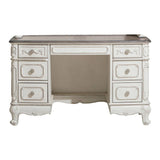 Cinderella Antique White With Gray Rub-through And Oak Engineered Wood Writing Desk - Ella Furniture