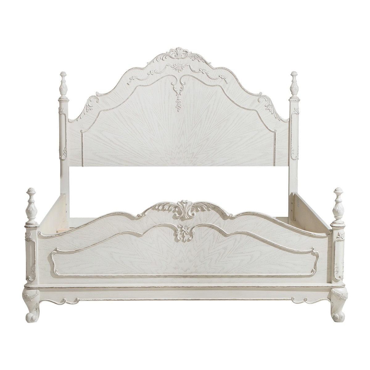 Cinderella Antique White With Gray Rub-through Birch Veneer, Wood And Engineered Wood Full Bed - Ella Furniture