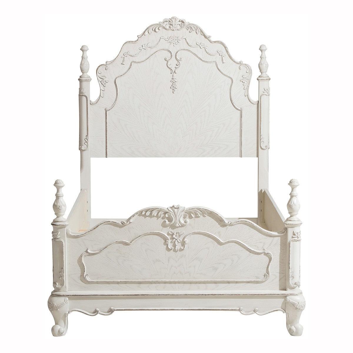 Cinderella Antique White With Gray Rub-through Birch Veneer, Wood And Engineered Wood Twin Bed - Ella Furniture