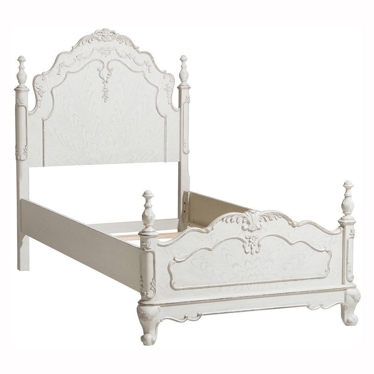 Cinderella Antique White With Gray Rub-through Birch Veneer, Wood And Engineered Wood Twin Bed - Ella Furniture