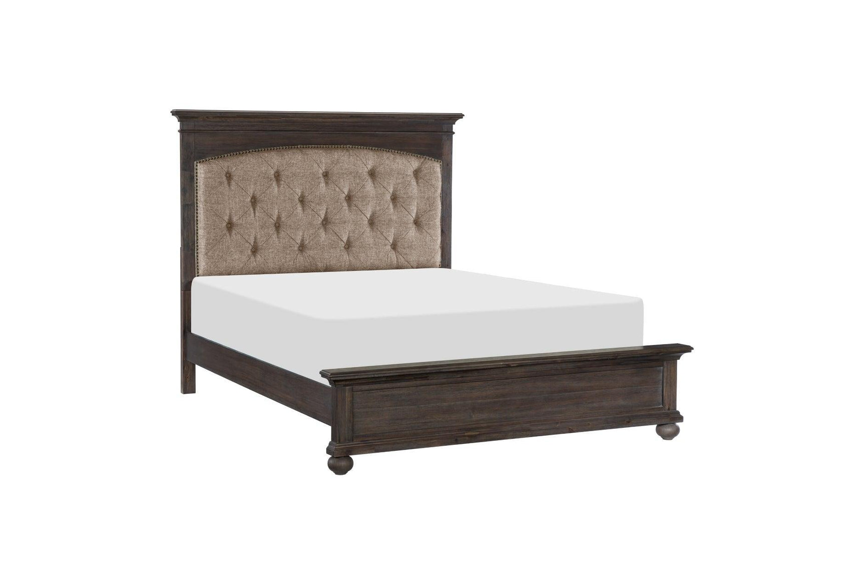 Motsinger Brown Modern Contemporary Solid Wood Fabric Upholstered Tufted Panel Bedroom Set - Ella Furniture