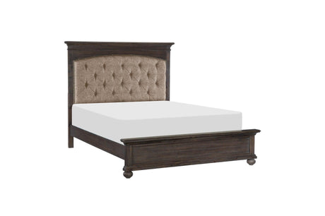 Motsinger Brown Modern Contemporary Solid Wood Fabric Upholstered Tufted Panel Bedroom Set - Ella Furniture