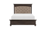 Motsinger Brown Modern Contemporary Solid Wood Fabric Upholstered Tufted Panel Bedroom Set - Ella Furniture