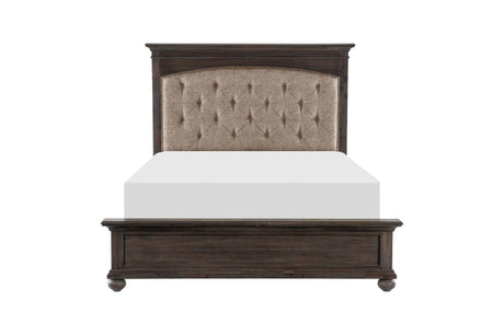 Motsinger Brown Modern Contemporary Solid Wood Fabric Upholstered Tufted Panel Bedroom Set - Ella Furniture