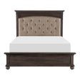 Motsinger Brown Modern Contemporary Solid Wood Fabric Upholstered Tufted Queen Bed - Ella Furniture