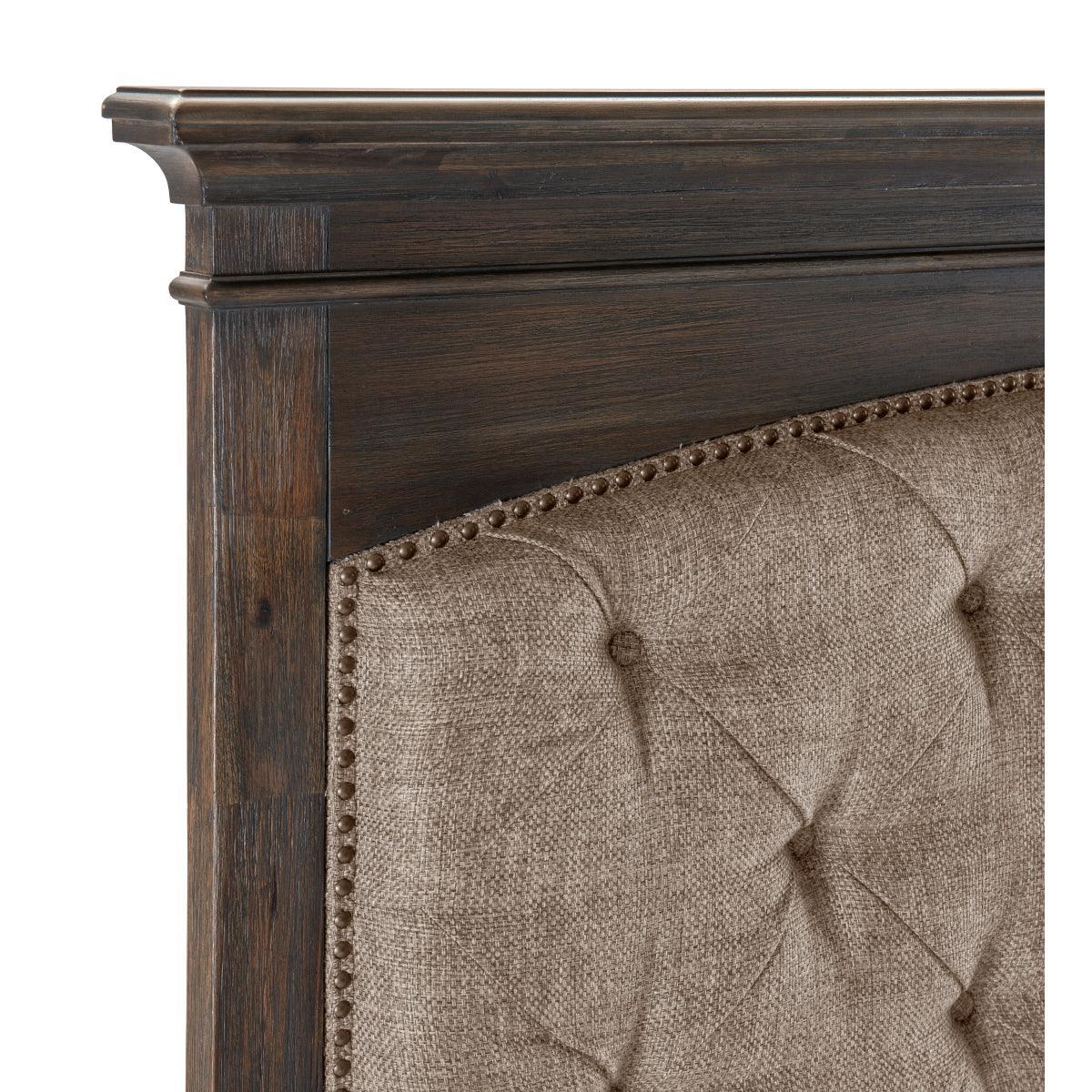 Motsinger Brown Modern Contemporary Solid Wood Fabric Upholstered Tufted King Bed - Ella Furniture