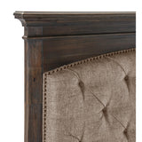 Motsinger Brown Modern Contemporary Solid Wood Fabric Upholstered Tufted Queen Bed - Ella Furniture