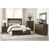 Motsinger Brown Modern Contemporary Solid Wood Fabric Upholstered Tufted Queen Bed - Ella Furniture