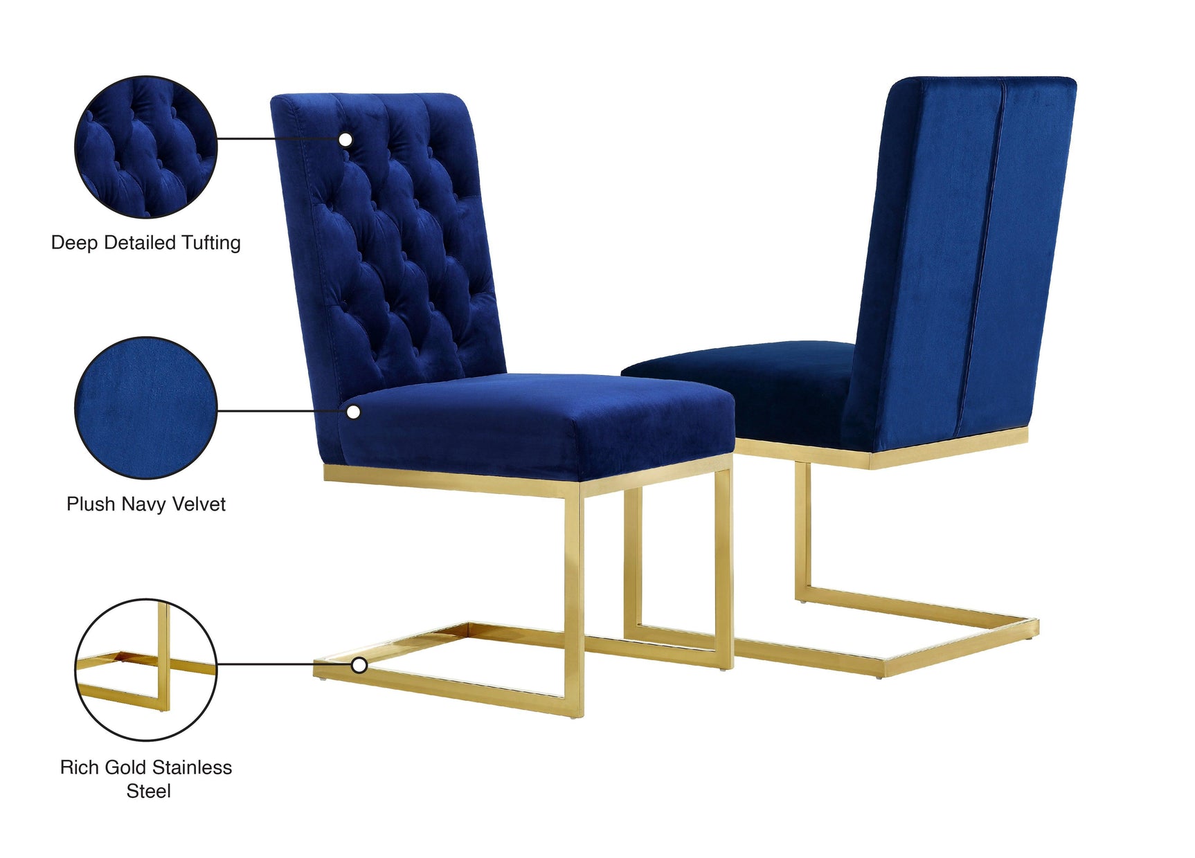 Cameron Blue Velvet Dining Chair - Ella Furniture