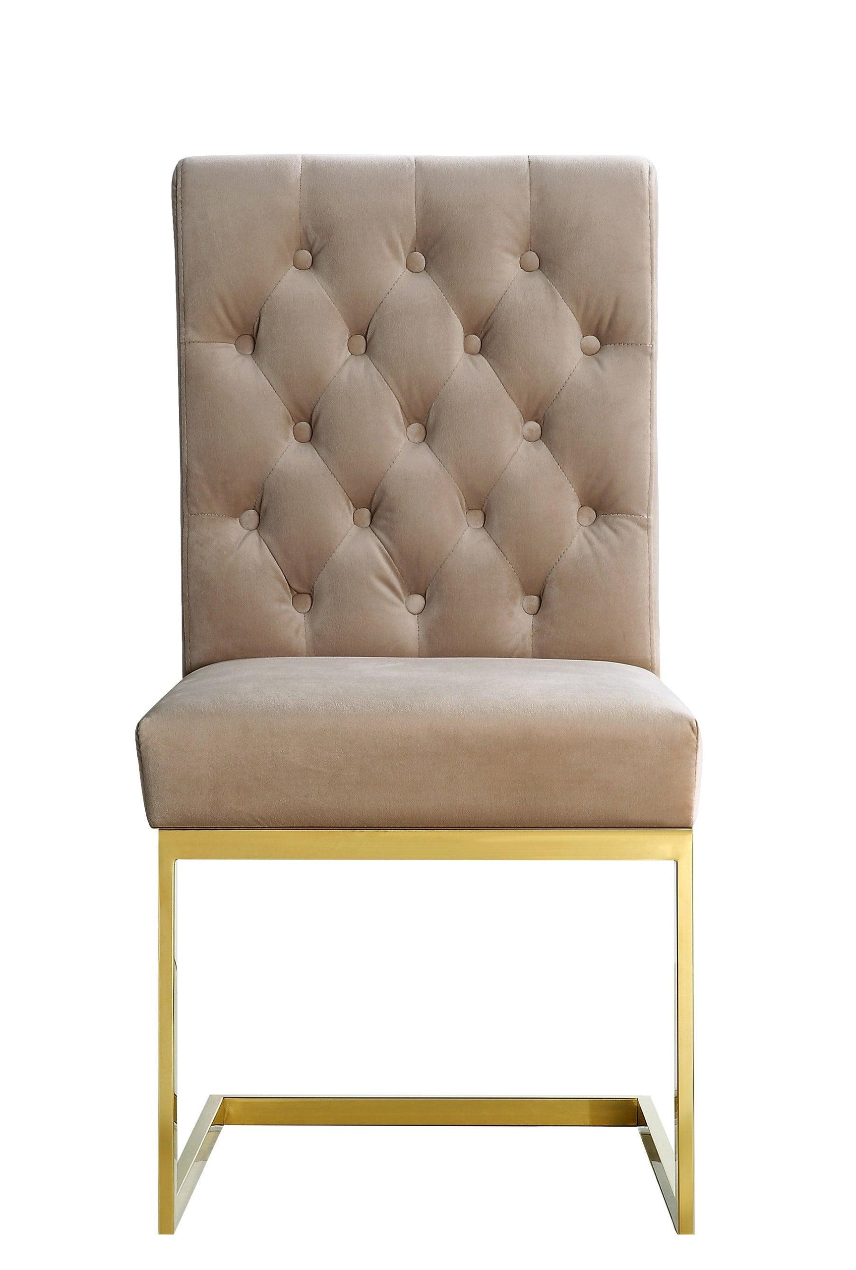 Cameron Beige Velvet Dining Chair - Ella Furniture