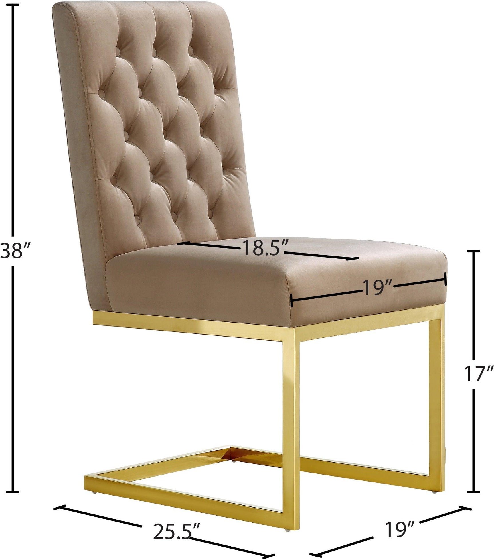 Cameron Beige Velvet Dining Chair - Ella Furniture