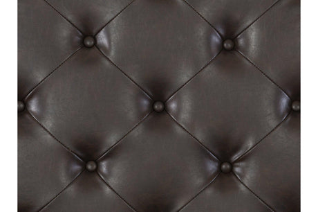 Beddington Dark Cherry Traditional Faux Leather Upholstered Tufted Sleigh Bedroom Set - Ella Furniture