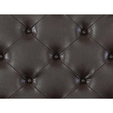 Beddington Dark Brown Primavera Veneer With Ash Burl Faux Leather Upholstered Tufted King Bed - Ella Furniture