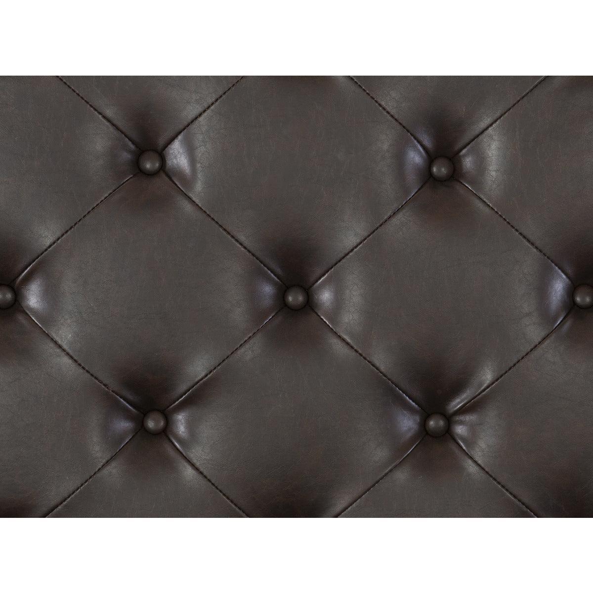 Beddington Dark Brown Primavera Veneer With Ash Burl Faux Leather Upholstered Tufted King Bed - Ella Furniture
