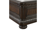 Beddington Dark Cherry Traditional Faux Leather Upholstered Tufted Sleigh Bedroom Set - Ella Furniture