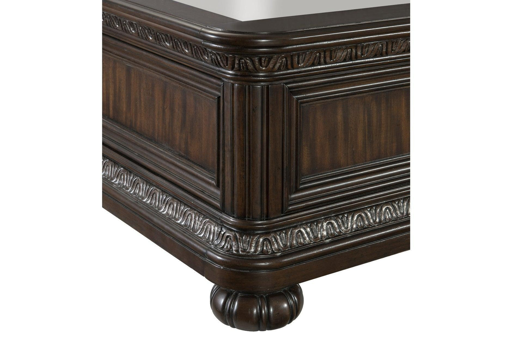 Beddington Dark Cherry Traditional Faux Leather Upholstered Tufted Sleigh Bedroom Set - Ella Furniture