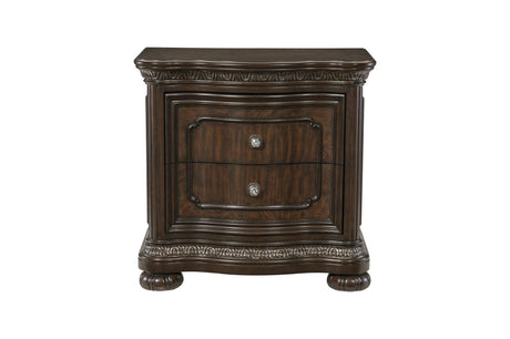 Beddington Dark Cherry Traditional Faux Leather Upholstered Tufted Sleigh Bedroom Set - Ella Furniture