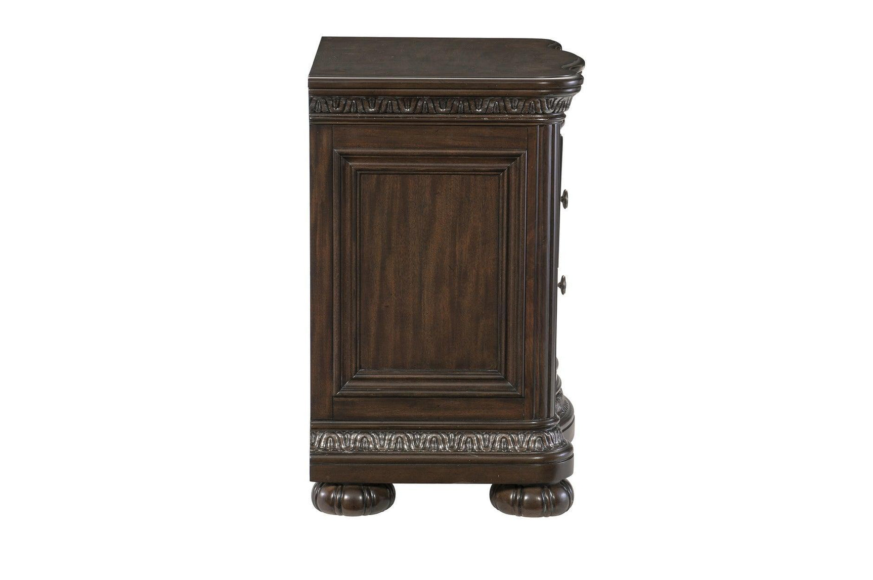 Beddington Dark Cherry Traditional Faux Leather Upholstered Tufted Sleigh Bedroom Set - Ella Furniture