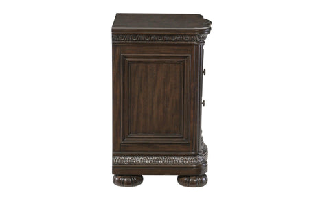 Beddington Dark Cherry Traditional Faux Leather Upholstered Tufted Sleigh Bedroom Set - Ella Furniture