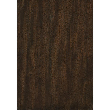 Beddington Dark Brown Primavera Veneer With Ash Burl Faux Leather Upholstered Tufted King Bed - Ella Furniture