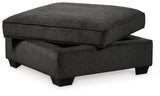 Charenton Charcoal Chenille Ottoman - Ella Furniture