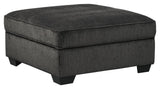 Charenton Charcoal Chenille Ottoman - Ella Furniture