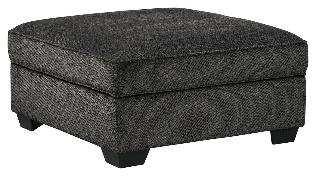 Charenton Charcoal Chenille Ottoman - Ella Furniture