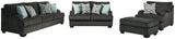 Charenton Charcoal Sofa, Loveseat, Chair And Ottoman - Ella Furniture