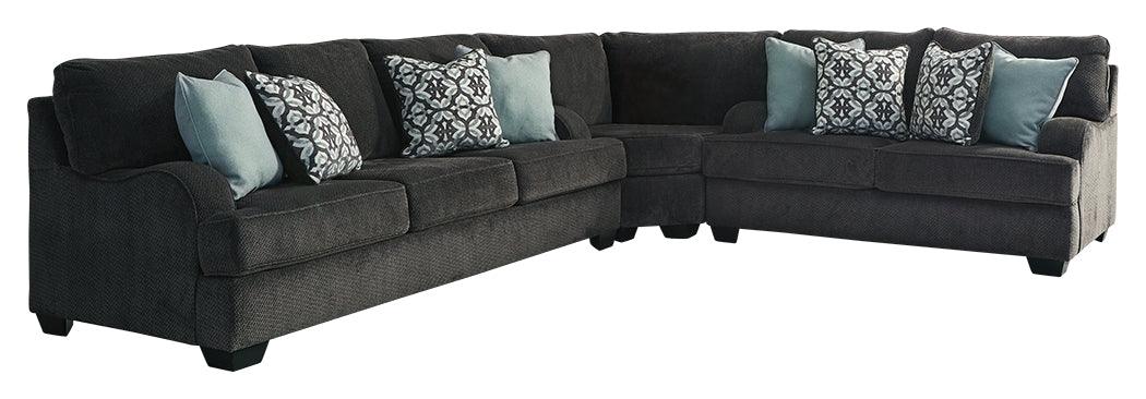 Charenton Charcoal Chenille 3-Piece Sectional - Ella Furniture