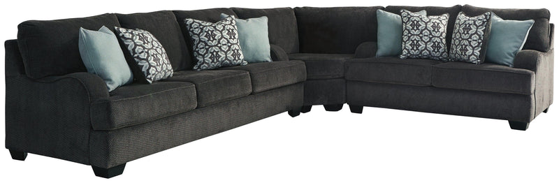 Charenton Charcoal 3-Piece Sectional With Ottoman - Ella Furniture