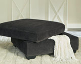 Charenton Charcoal Chenille Ottoman - Ella Furniture