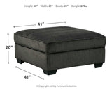 Charenton Charcoal Chenille Ottoman - Ella Furniture