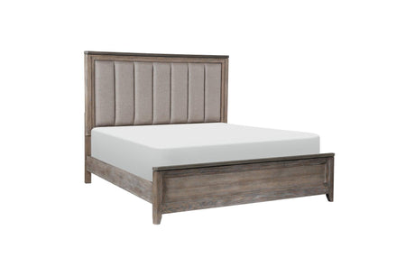 Newell Gray Twotone Contemporary Transitional Solid Wood Fabric Upholstered Panel Bedroom Set - Ella Furniture